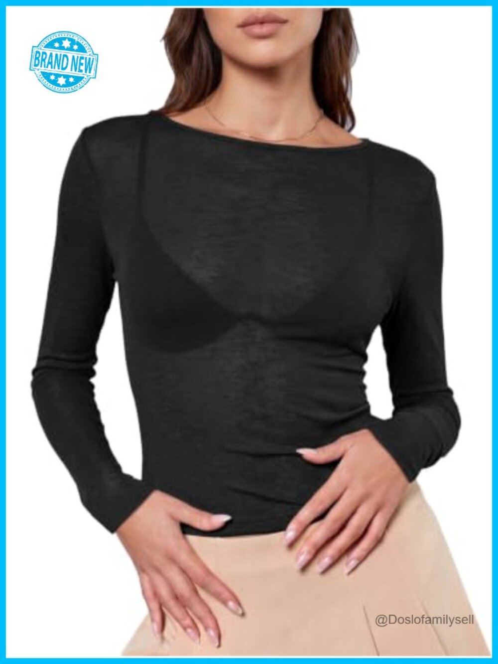 Sheer Mesh Long Sleeve Top Slim Fit Y2k Clubwear Women's